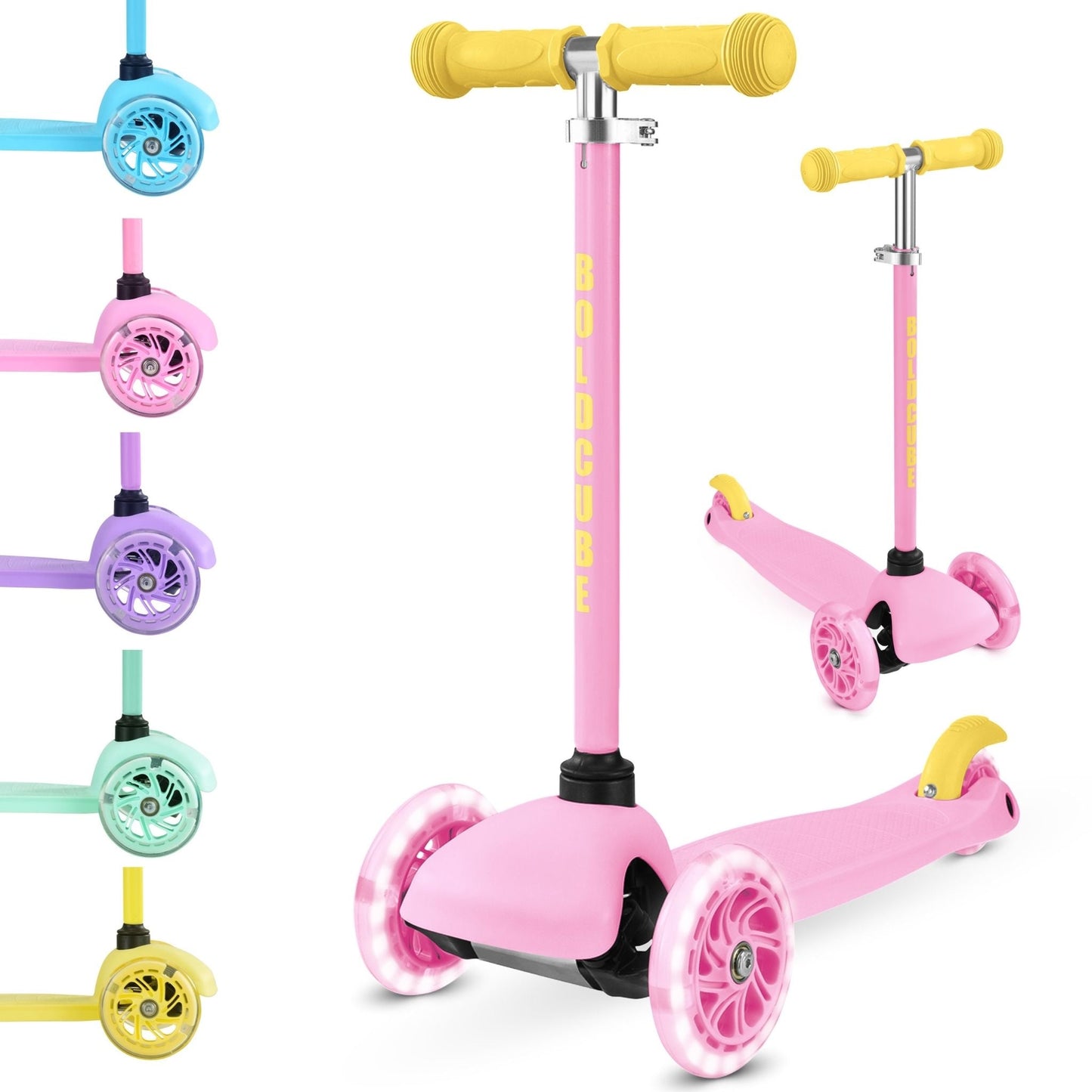 Pink & Yellow - Teeny 3 Wheel Scooter-0