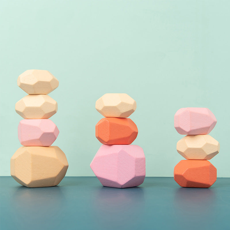 Colorful Wooden Stacking Stones Educational Jenga Toy Set-1