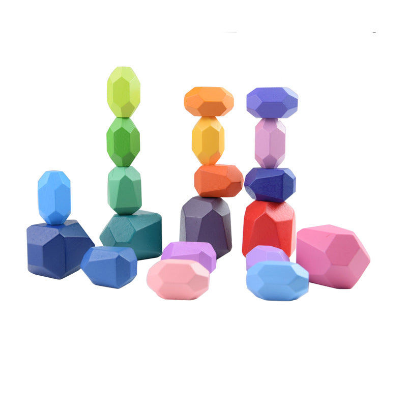 Colorful Wooden Stacking Stones Educational Jenga Toy Set-3