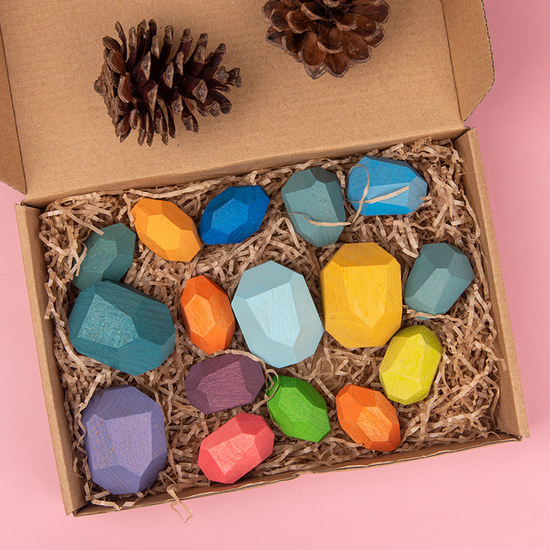 Colorful Wooden Stacking Stones Educational Jenga Toy Set-5