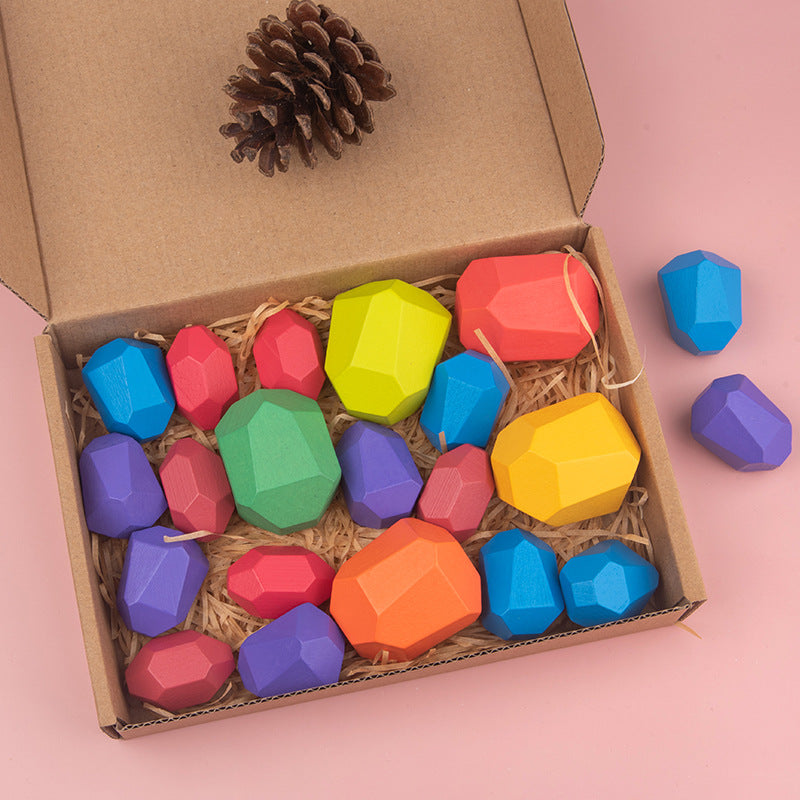 Colorful Wooden Stacking Stones Educational Jenga Toy Set-7