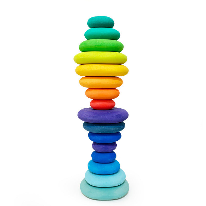 Colorful Wooden Stacking Stones Educational Jenga Toy Set-9