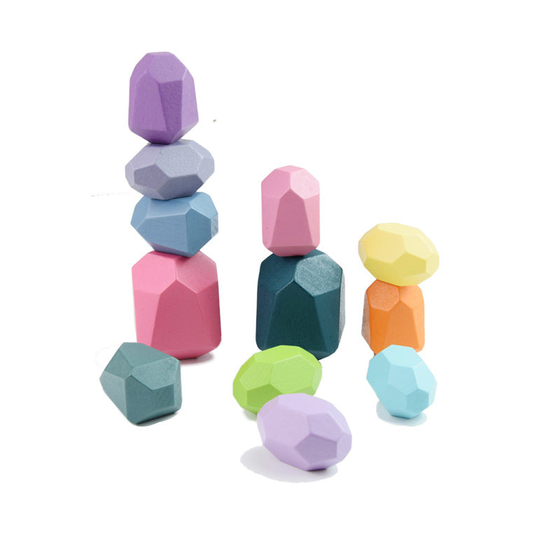 Colorful Wooden Stacking Stones Educational Jenga Toy Set-12