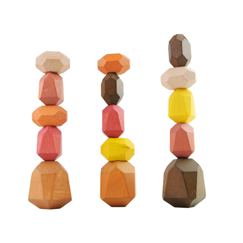 Colorful Wooden Stacking Stones Educational Jenga Toy Set-14
