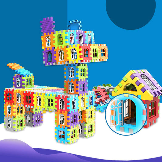 Educational Large Particle Square Plastic Building Blocks for Children-0