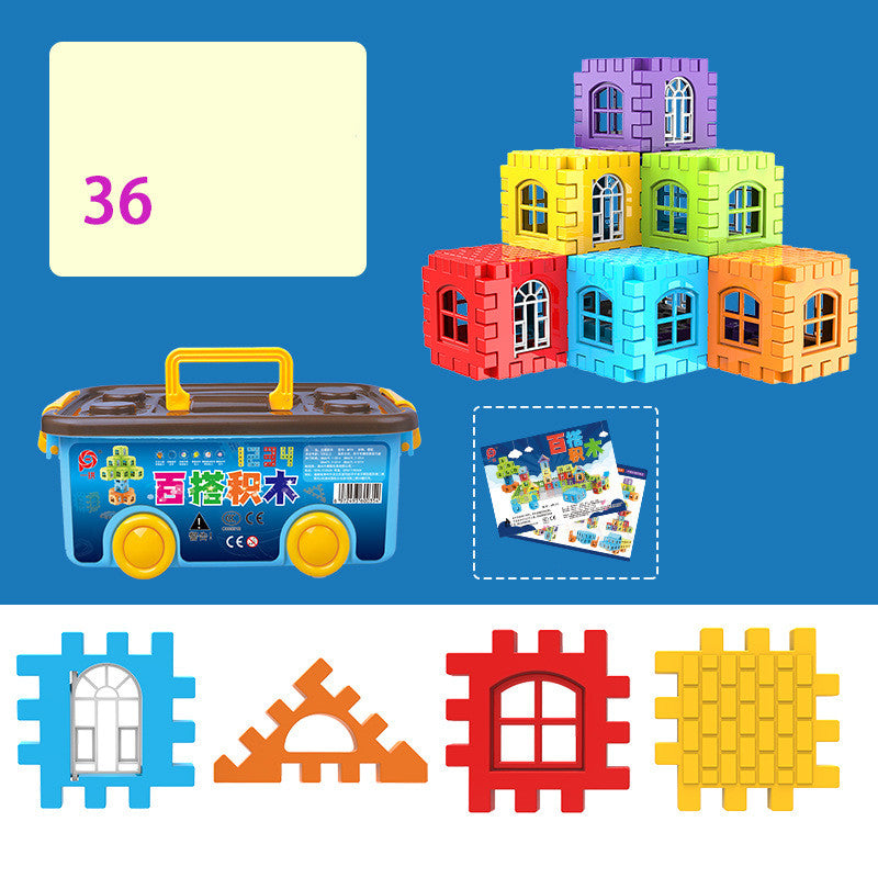 Educational Large Particle Square Plastic Building Blocks for Children-3