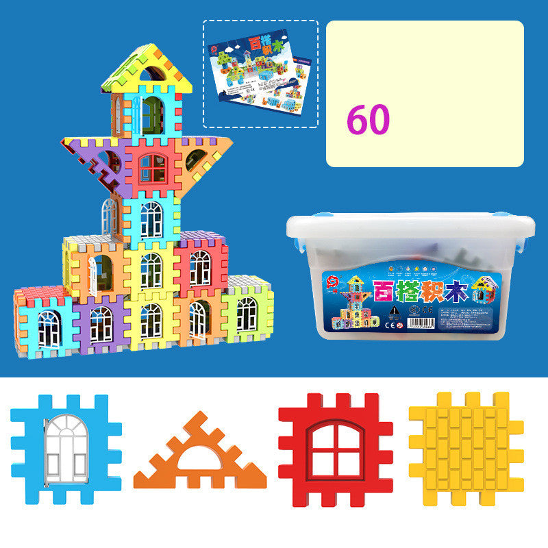 Educational Large Particle Square Plastic Building Blocks for Children-4