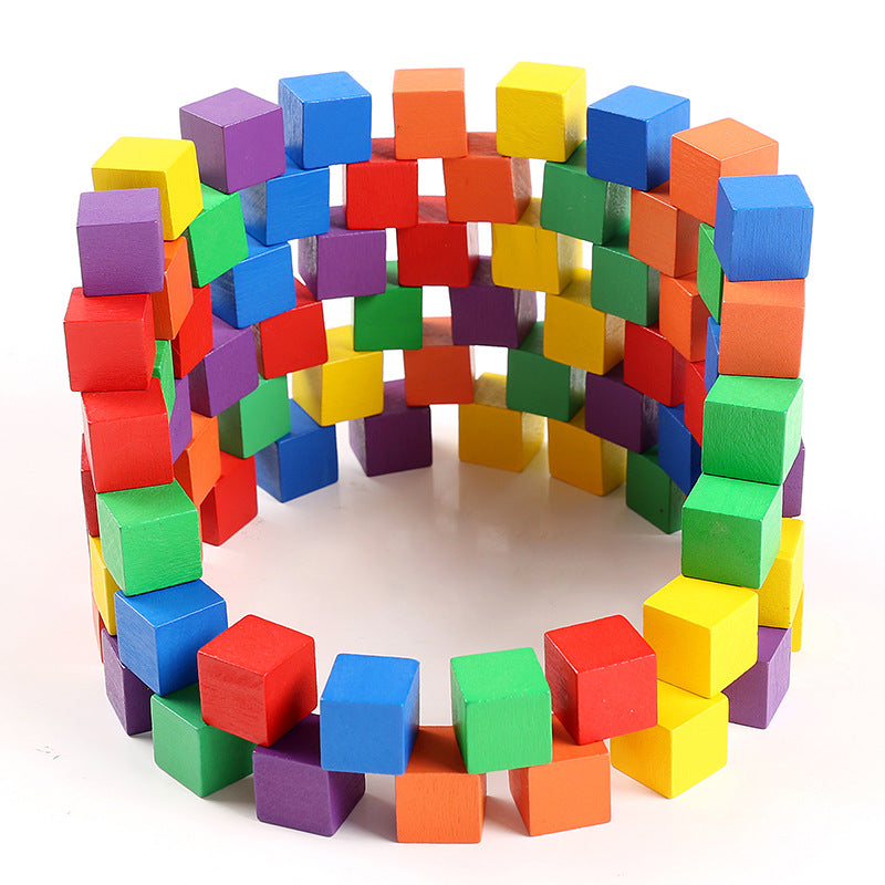 Educational Wooden Building Blocks Set with 100 Cubes for Kids-2