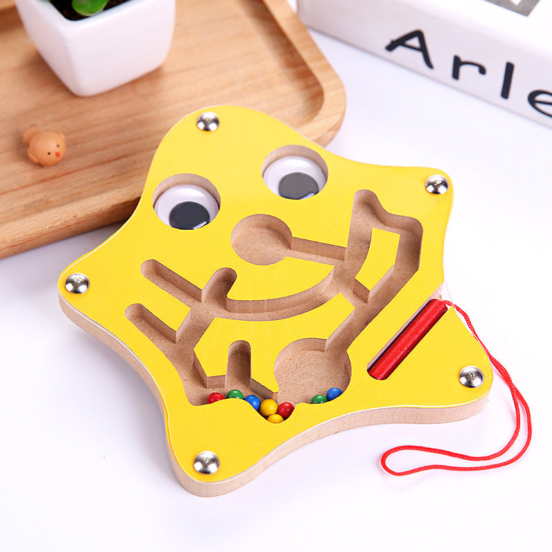 Magnetic Pen Ball Maze Animal Track Educational Wooden Toy-5