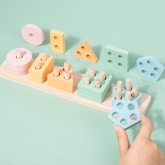 Montessori Geometric Shape Wooden Educational Toy Set for Children-0