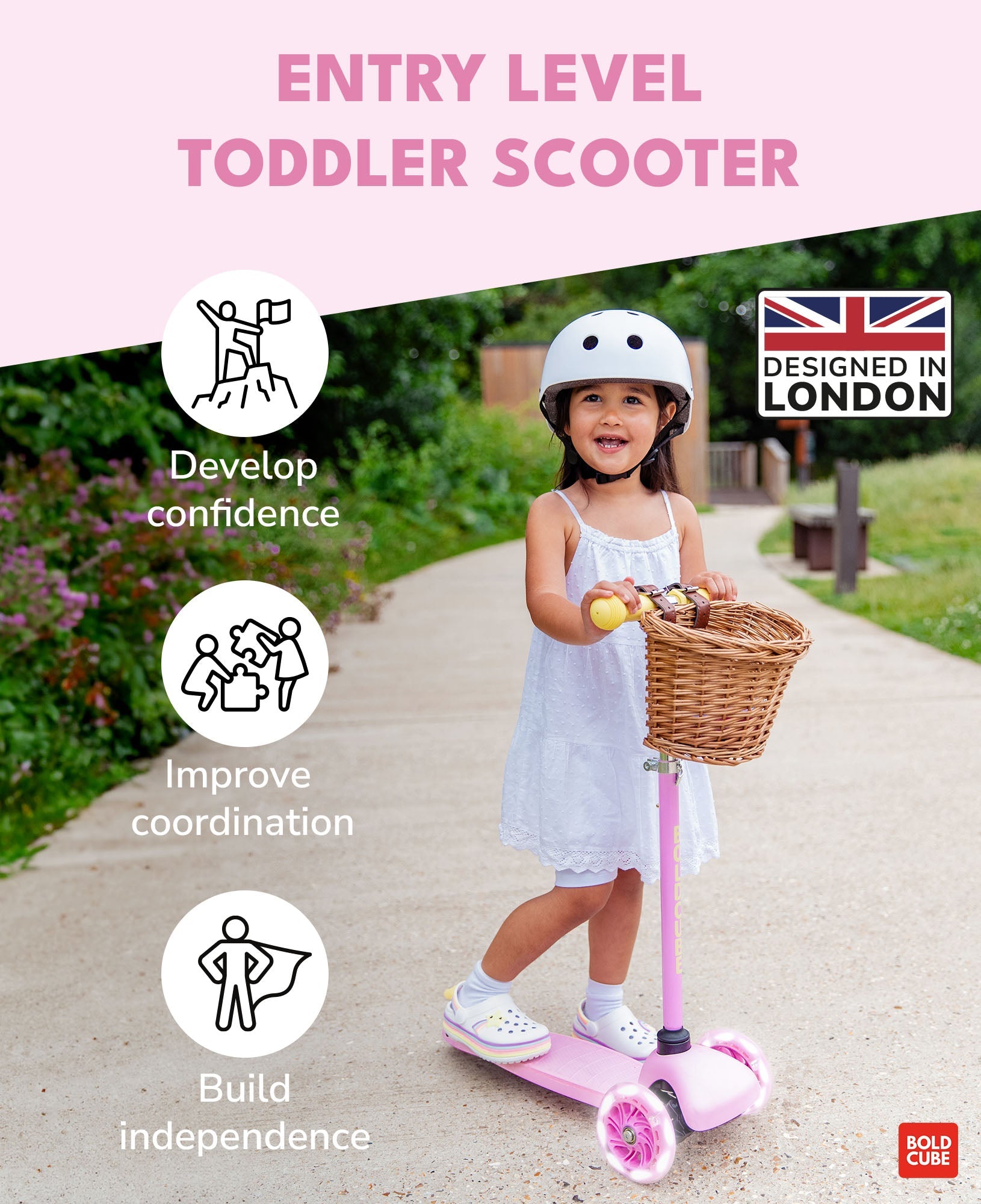 Pink & Yellow - Teeny 3 Wheel Scooter-1