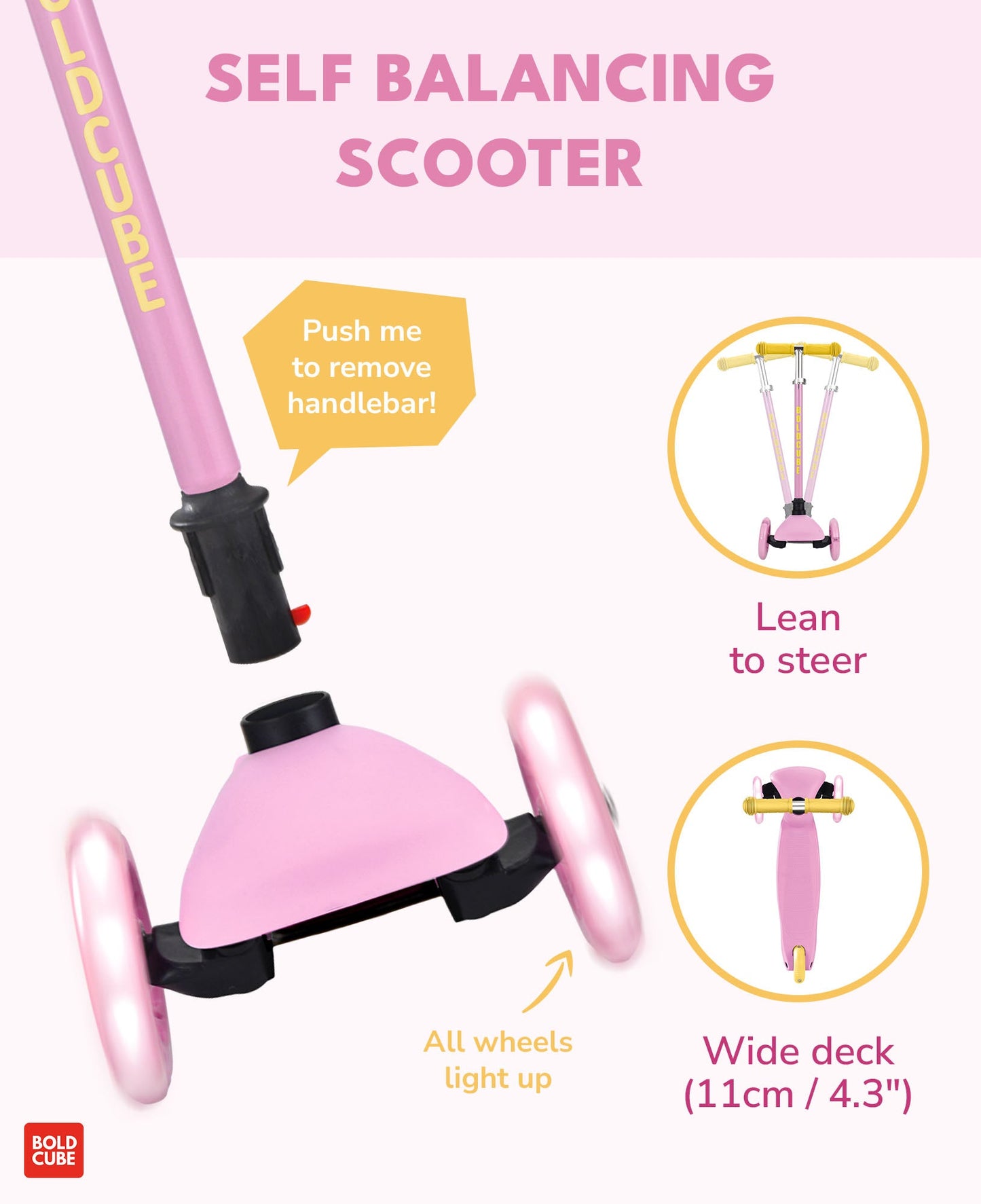 Pink & Yellow - Teeny 3 Wheel Scooter-2