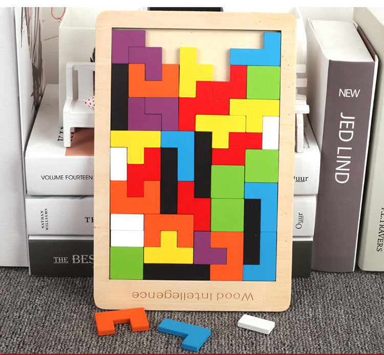Wooden Tetris Puzzle Educational Toy for Kids-1