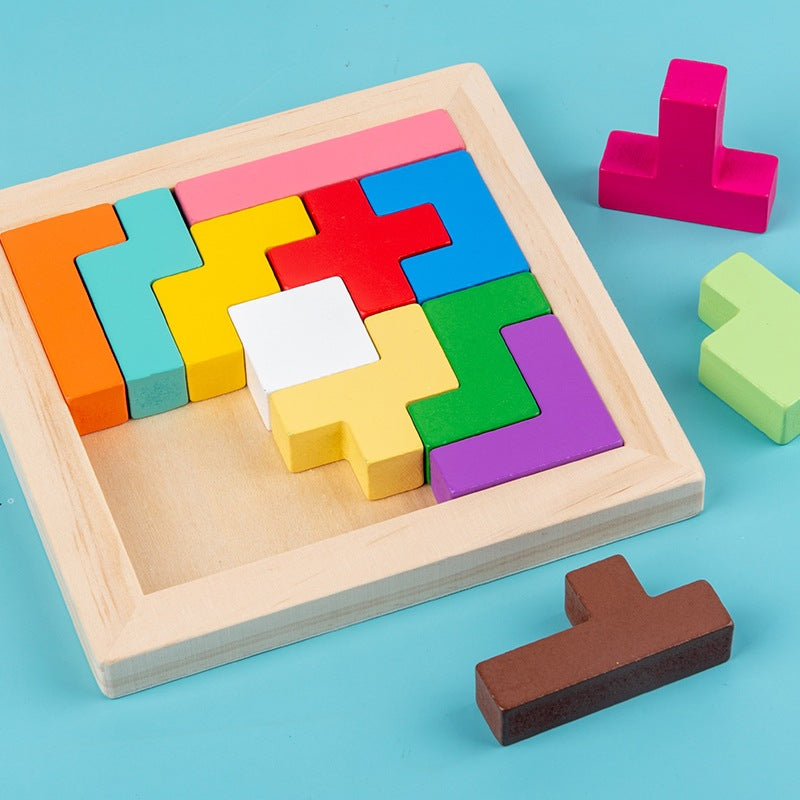Wooden Tetris Puzzle Educational Toy for Kids-7