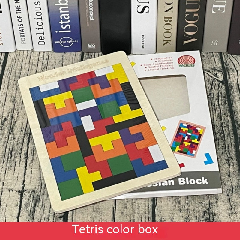 Wooden Tetris Puzzle Educational Toy for Kids-9