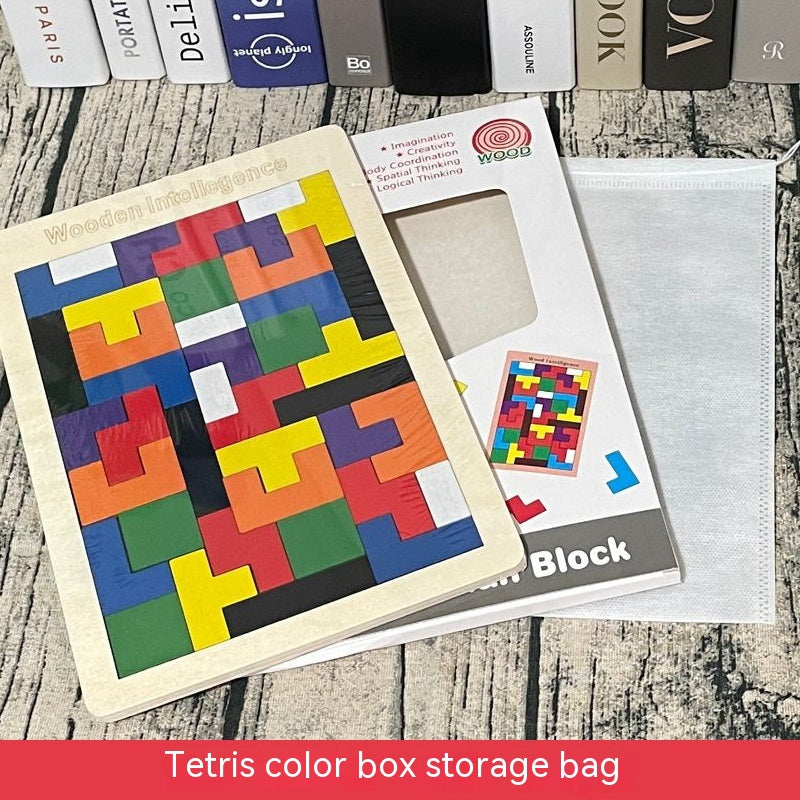 Wooden Tetris Puzzle Educational Toy for Kids-10