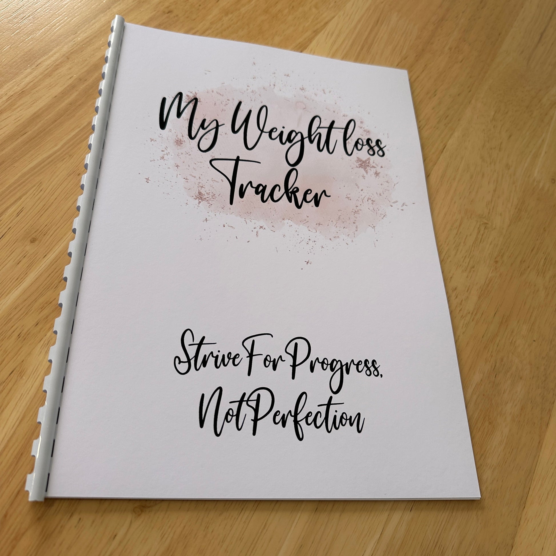 Binded Rose Gold Pink Pretty Weight Loss & Diet Tracker Journal A4 Diary - Up To 1 Year Measurements Goals Weigh Ins + Lots MORE!-0
