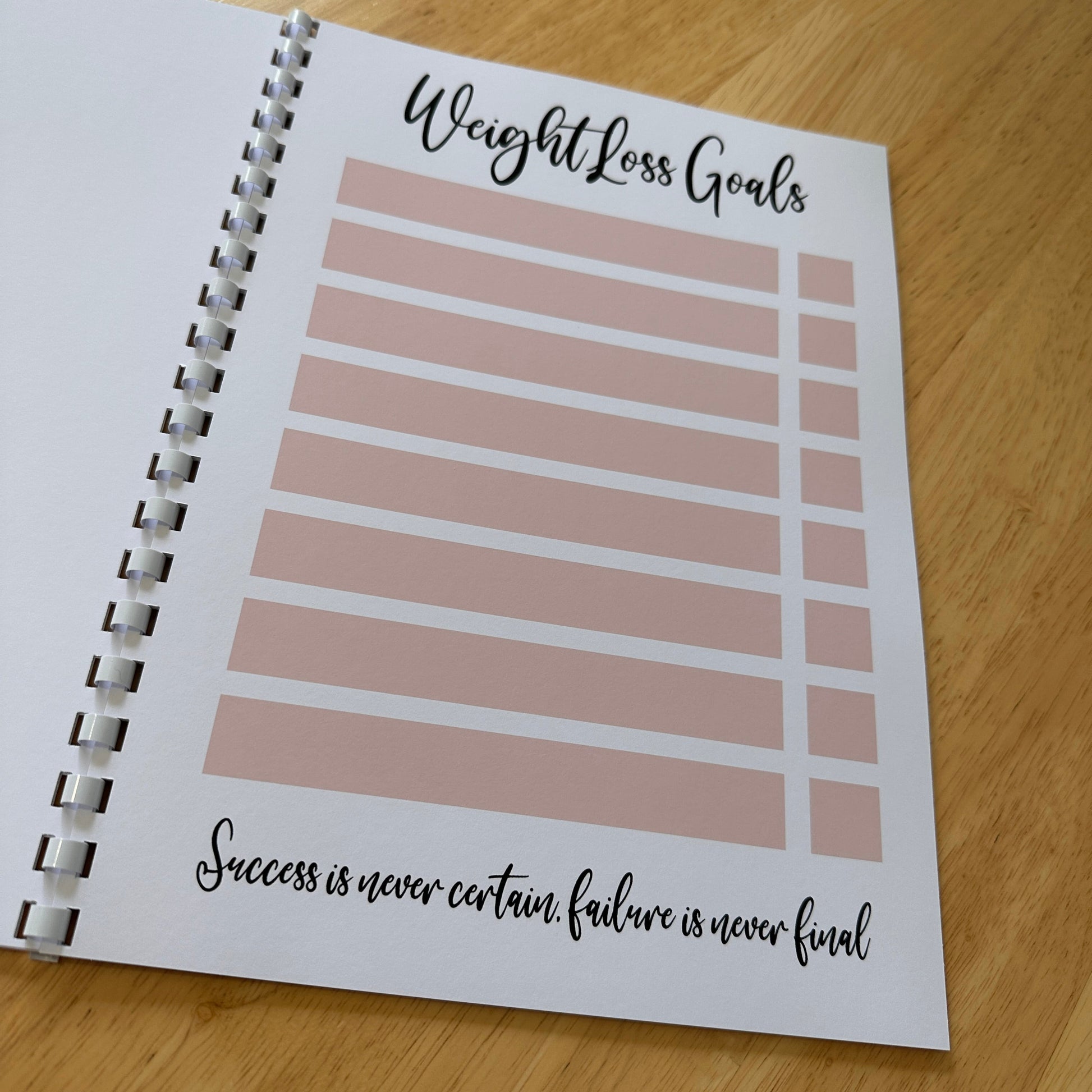 Binded Rose Gold Pink Pretty Weight Loss & Diet Tracker Journal A4 Diary - Up To 1 Year Measurements Goals Weigh Ins + Lots MORE!-2
