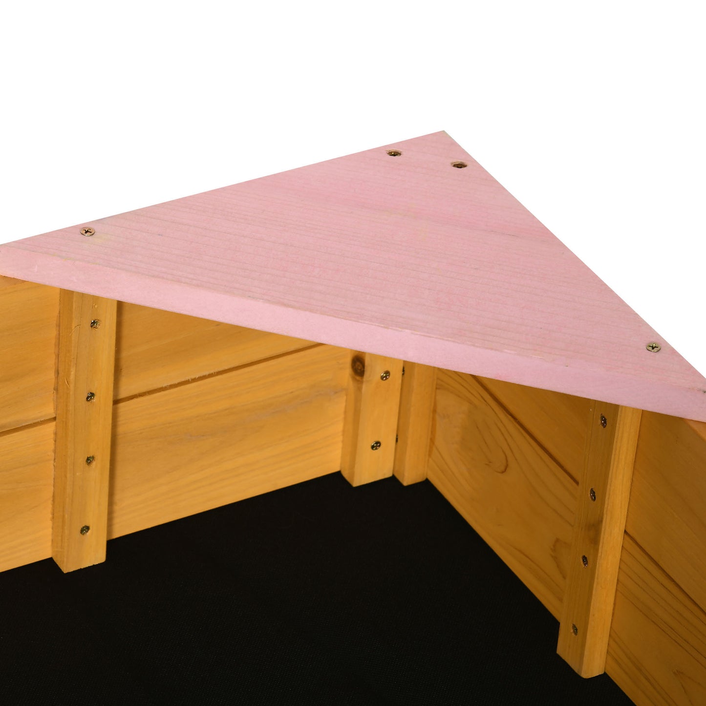Kids Wooden Sand Pit, Children Sandbox, with Four Seats, Non-Woven Fabric, for Gardens, Playgrounds | Outsunny-5