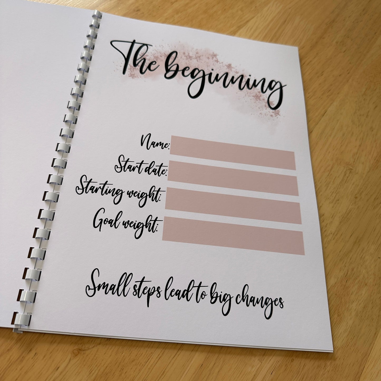 Binded Rose Gold Pink Pretty Weight Loss & Diet Tracker Journal A4 Diary - Up To 1 Year Measurements Goals Weigh Ins + Lots MORE!-1
