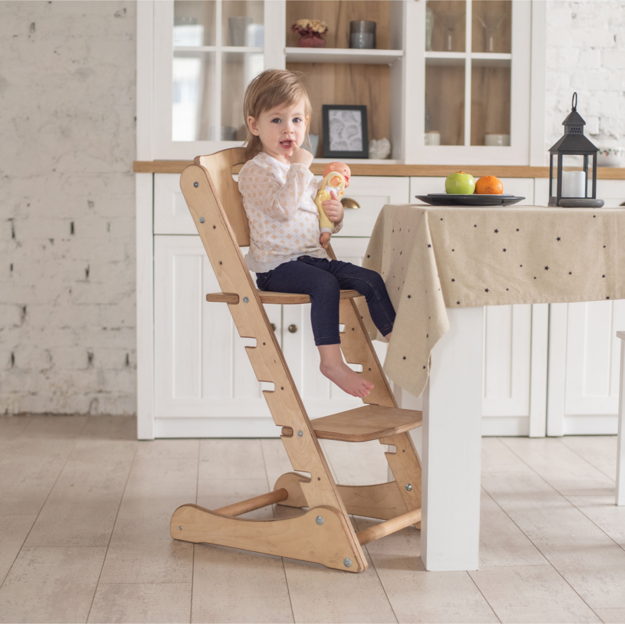 Growing Chair for Kids - Kitchen Helper with Tabletop – Beige-4